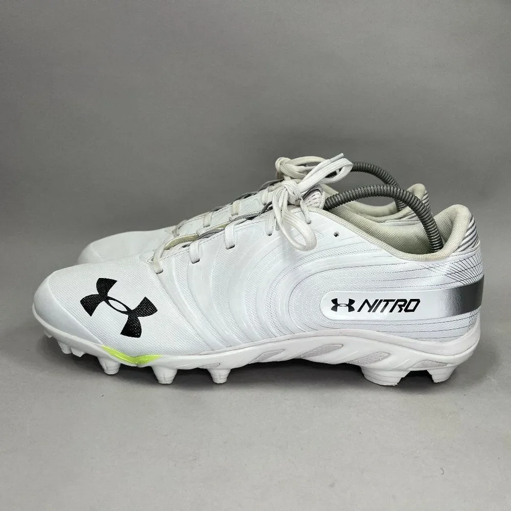 Under Armour Nitro Football Cleats Mens Size 15 White Black Athletic Performance
